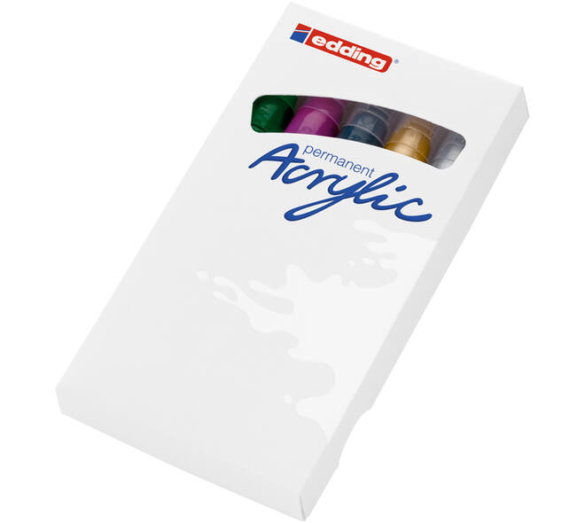 Acrylmarker edding e-5100 medium metallic assorti set à 5 stuks