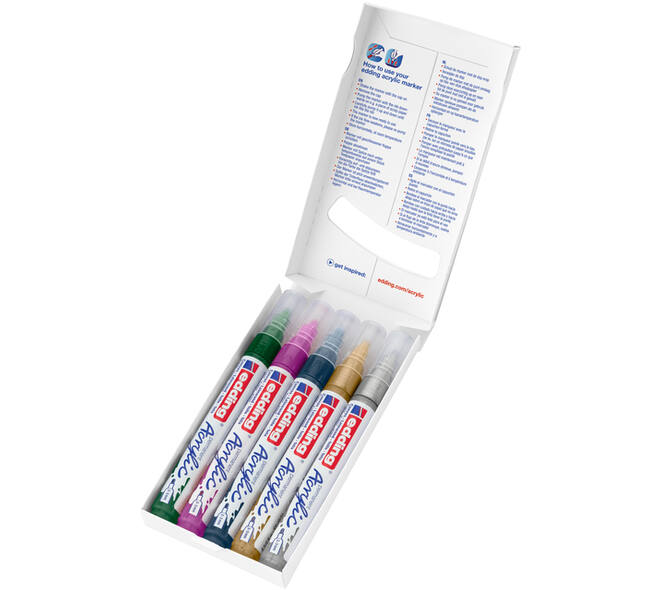 Acrylmarker edding e-5100 medium metallic assorti set à 5 stuks