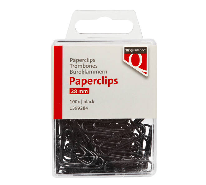Paperclip Quantore 28mm 100 stuks zwart