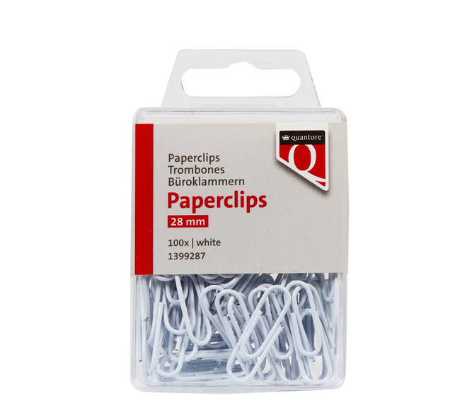 Paperclip Quantore 28mm 100 stuks wit