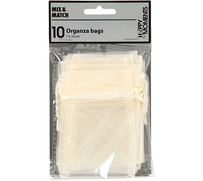 Organza zakjes Creativ Company 7x10cm 10 stuks off-white 10 zak