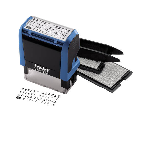 Tekststempel Trodat Printy 4912 Typomatic letterset en pincet