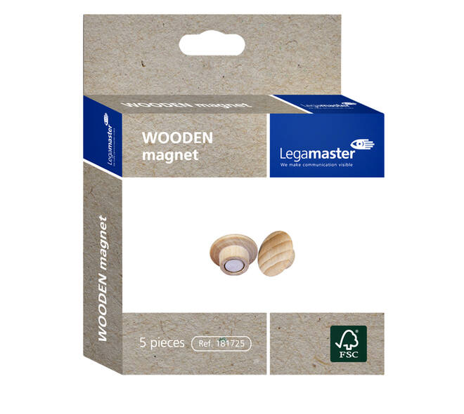 Magneet Legamaster hout 5 stuks