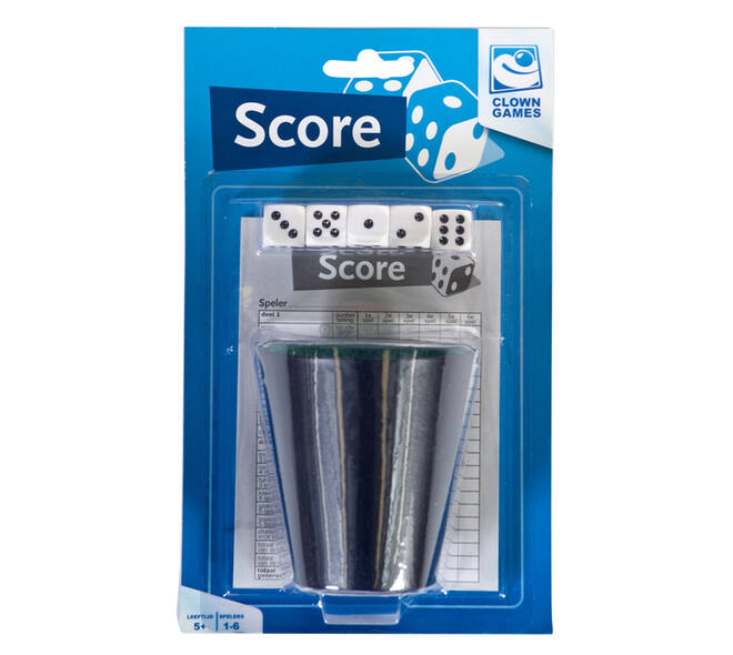 Spel dobbelset en scoreblok Clown