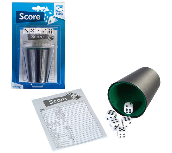 Spel dobbelset en scoreblok Clown