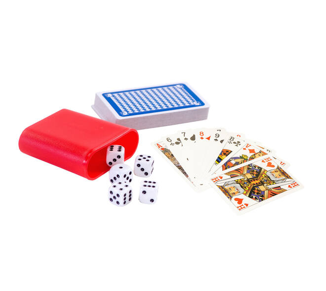 Spel speelkaarten en dobbelen Clown