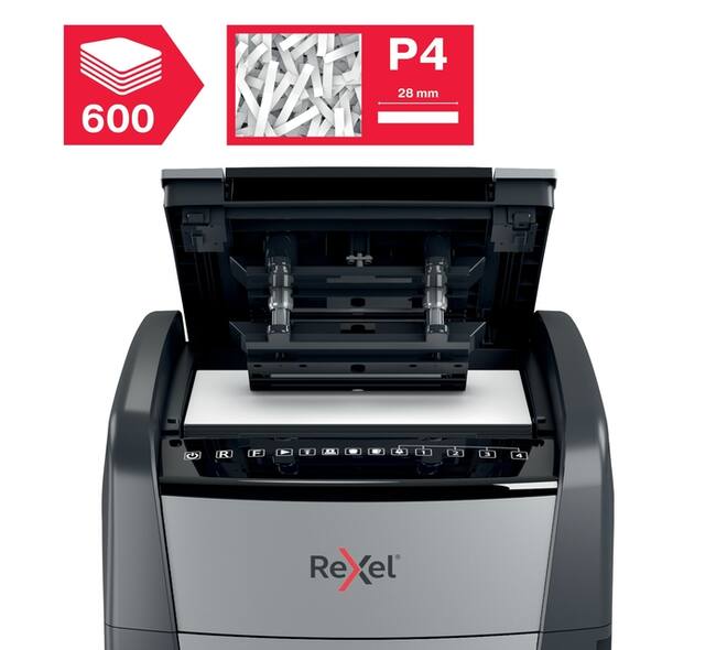 Papiervernietiger Rexel Optimum Auto+ 600X P4 snippers 4x30mm