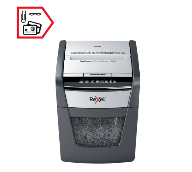 Papiervernietiger Rexel Optimum Auto+ 50X P4 snippers 4x28mm