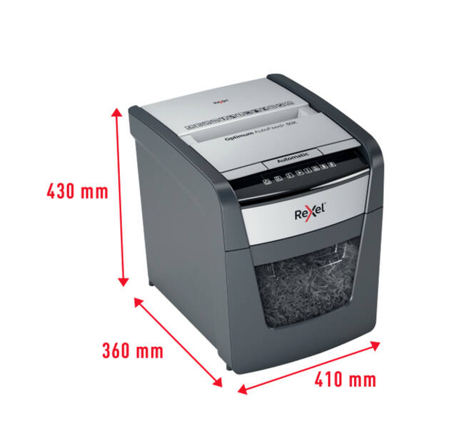 Papiervernietiger Rexel Optimum Auto+ 50X P4 snippers 4x28mm
