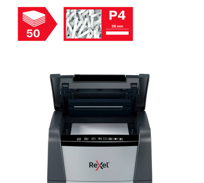 Papiervernietiger Rexel Optimum Auto+ 50X P4 snippers 4x28mm