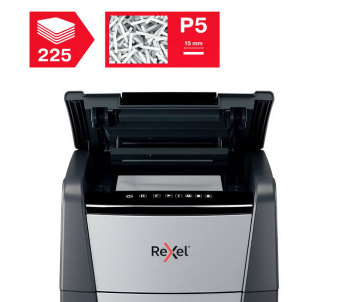 Papiervernietiger Rexel Optimum Auto+ 225M P5 snippers 2x15mm