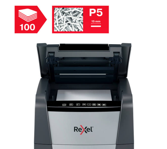 Papiervernietiger Rexel Optimum Auto+ 100M P5 snippers 2x15mm