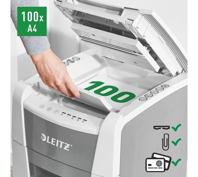 Papiervernietiger Leitz IQ Auto+ Small Office 100 P4 snippers 4x28mm