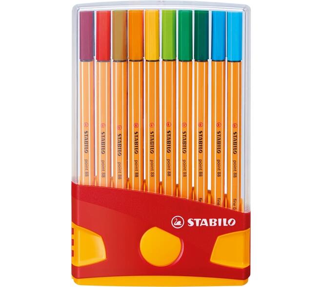 Fineliner STABILO point 88 ColorParade rollerset geel/rood F ass 20st