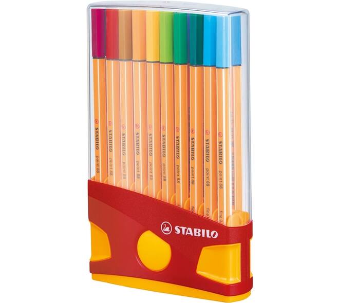 Fineliner STABILO point 88 ColorParade rollerset geel/rood F ass 20st