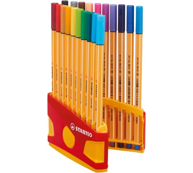 Fineliner STABILO point 88 ColorParade rollerset geel/rood F ass 20st