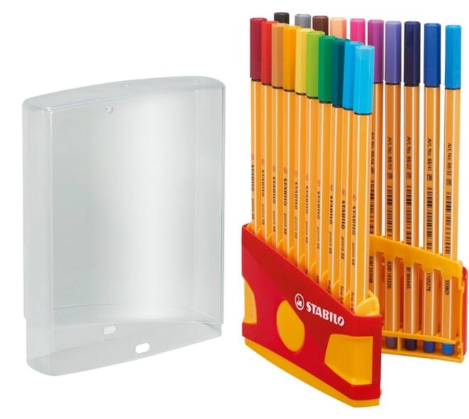 Fineliner STABILO point 88 ColorParade rollerset geel/rood F ass 20st