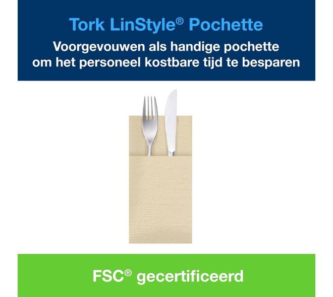 Pochette Tork Linstyle Premium 1-laags 390x390mm crème 509609