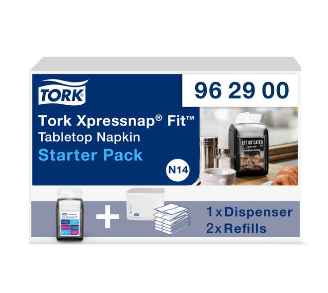 Servetdispenser Tork N14 Xpressnap Fit Signature line startpakket zwart 962900
