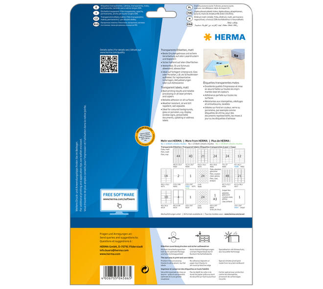 Etiket HERMA 4586 97x42.3mm weerbestendig transparant mat 120 stuks
