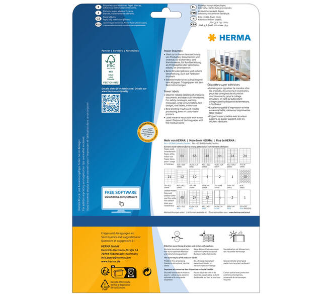 Etiket HERMA Power 10908 105x48mm wit 300 stuks
