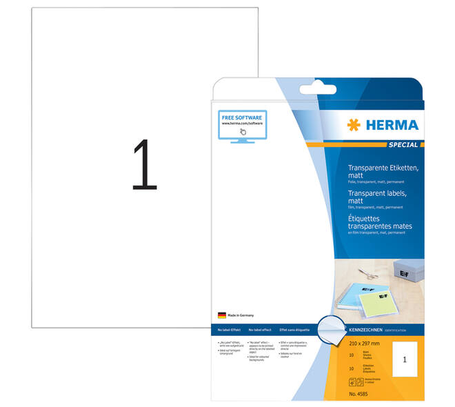 Etiket HERMA 4585 210x297mm weerbestendig transparant mat 10 stuks