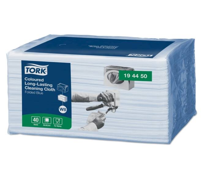 Reinigingsdoek Tork W8 Premium 1-laags 40 vel blauw 194450