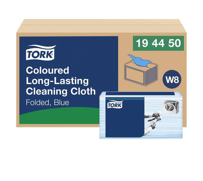 Reinigingsdoek Tork W8 Premium 1-laags 40 vel blauw 194450