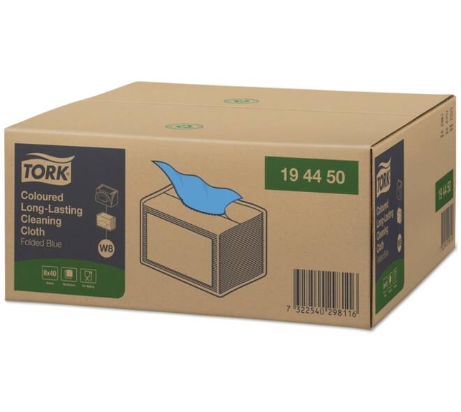 Reinigingsdoek Tork W8 Premium 1-laags 40 vel blauw 194450