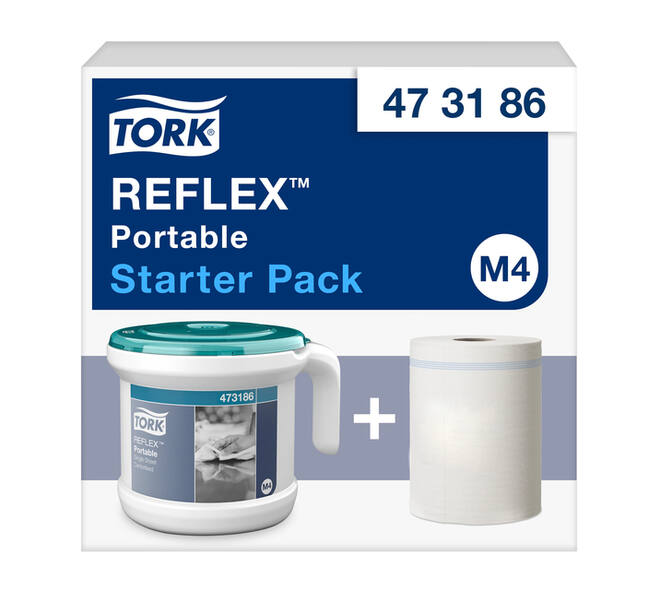 Reinigingsdoekdispenser Tork M4 Reflex Performance dispenserdoos startpakket wit 473186