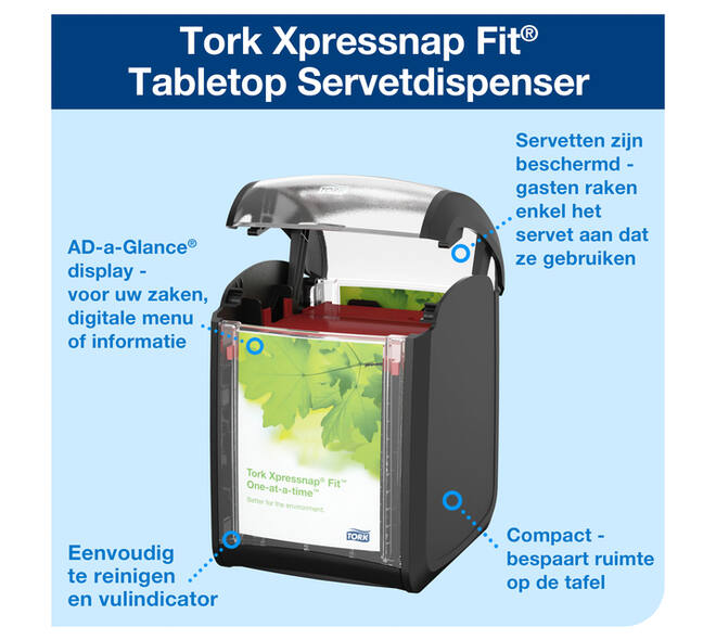 Servetdispenser Tork N14 Xpressnap Fit Signature line zwart 272900