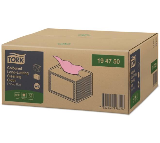 Reinigingsdoek Tork W8 Premium 1-laags 40 vel rood 194750