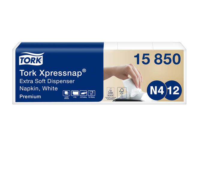 Servet Tork N4 Xpressnap Premium 1/2 vouw 2-laags 213x165mm 1000 vel wit 15850