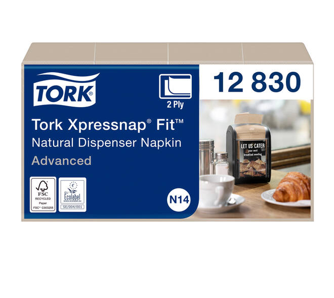 Servet Tork N14 Xpressnap Fit Advanced multifold 2-laags 213x165mm 720 vel naturel 12830