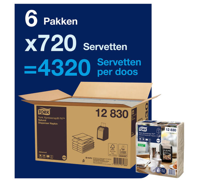 Servet Tork N14 Xpressnap Fit Advanced multifold 2-laags 213x165mm 720 vel naturel 12830