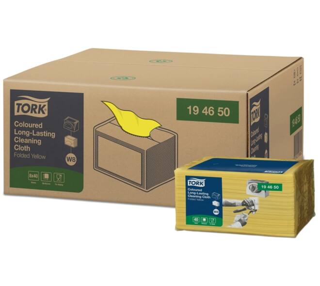Reinigingsdoek Tork W8 Premium 1-laags 40 vel geel 194650