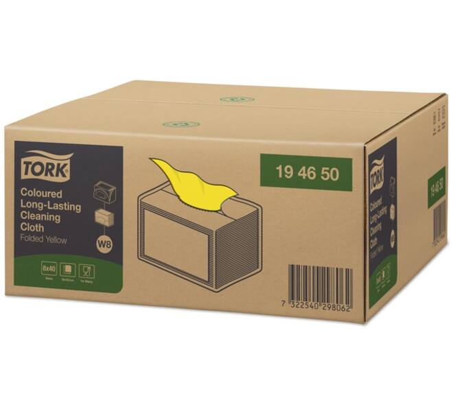 Reinigingsdoek Tork W8 Premium 1-laags 40 vel geel 194650