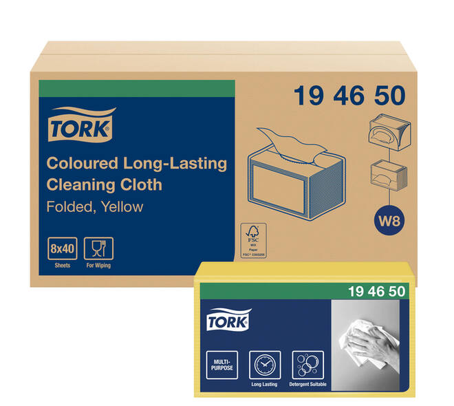 Reinigingsdoek Tork W8 Premium 1-laags 40 vel geel 194650