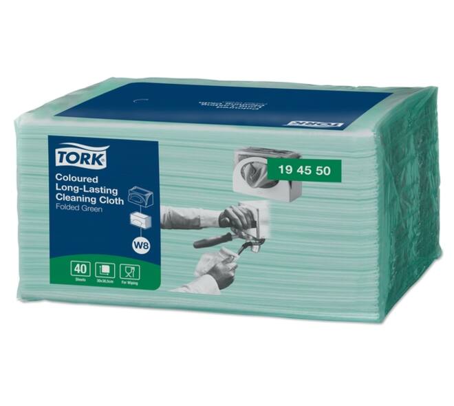 Reinigingsdoek Tork W8 Premium 1-laags 40 vel groen 194550