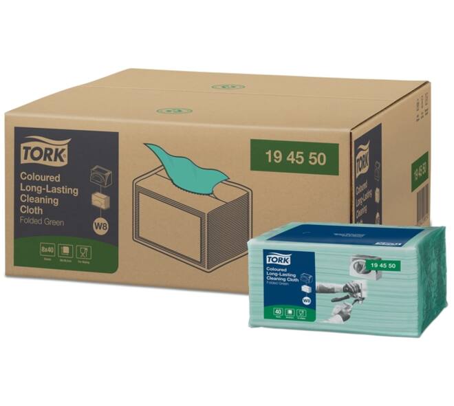 Reinigingsdoek Tork W8 Premium 1-laags 40 vel groen 194550