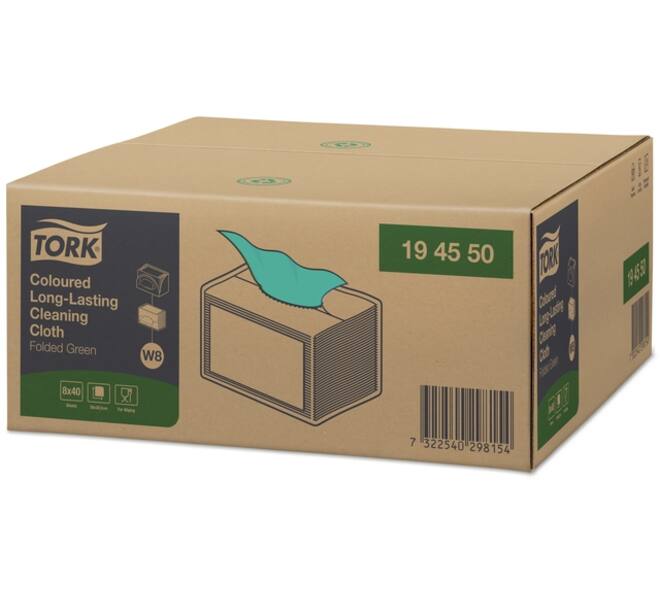 Reinigingsdoek Tork W8 Premium 1-laags 40 vel groen 194550