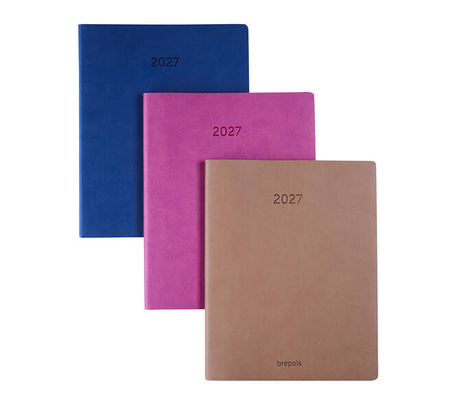 Agenda 2027 Brepols Timing Colora 7dagen/2pag taupe, roze, donkerblauw