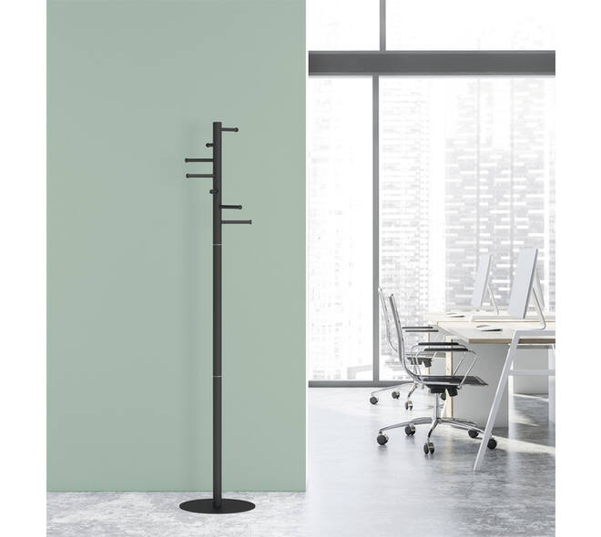 Kapstok MAUL Caurus staand 177cm 7 haken zwart RAL9004