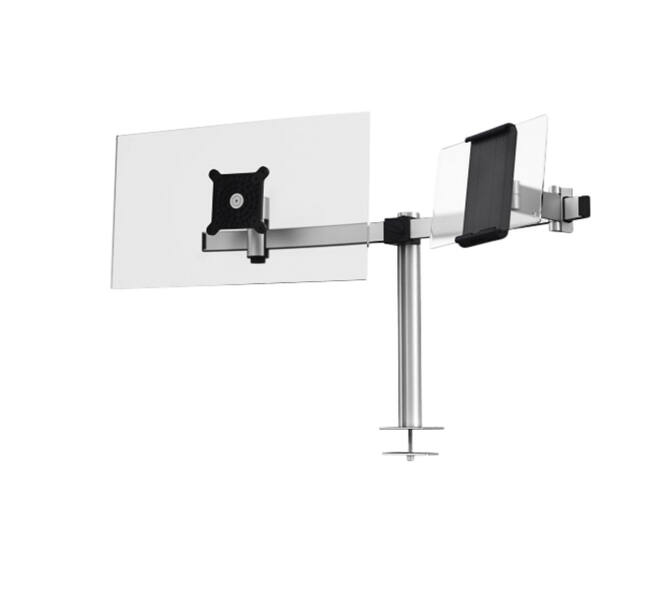 Monitorarm Durable met bladdoorvoer voor 1 scherm en 1 tablet