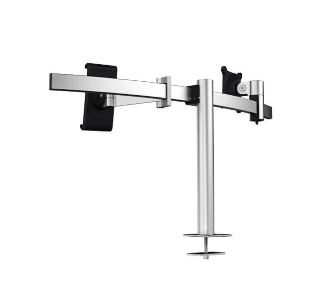 Monitorarm Durable met bladdoorvoer voor 1 scherm en 1 tablet