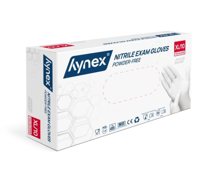 Handschoen Hynex nitril XL wit 3.5g 100 stuks