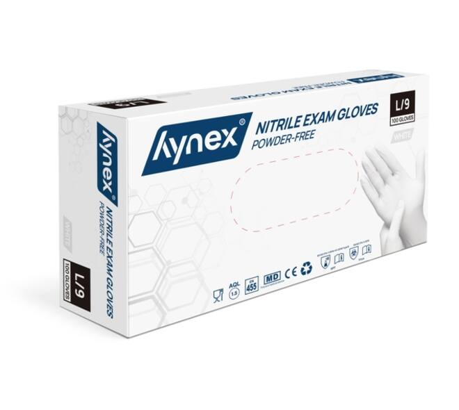 Handschoen Hynex nitril L wit 3.5g 100 stuks