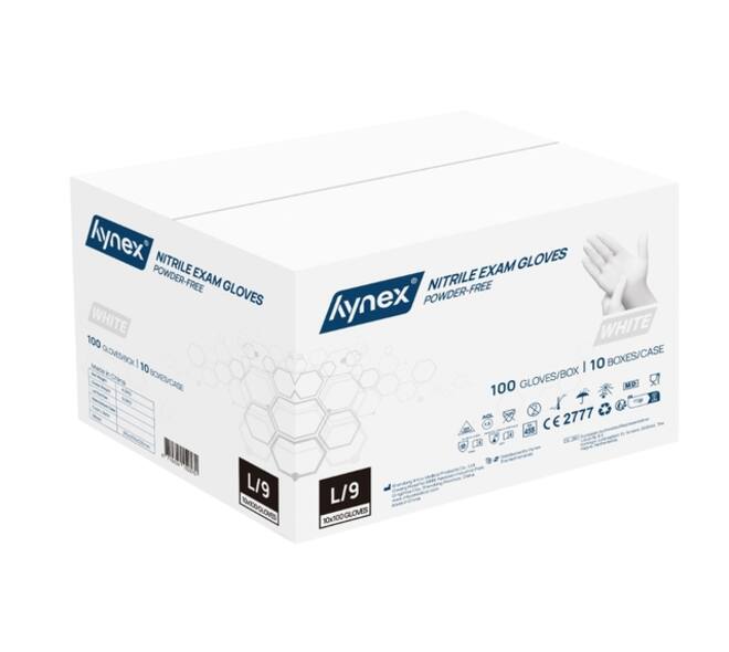 Handschoen Hynex nitril L wit 3.5g 100 stuks