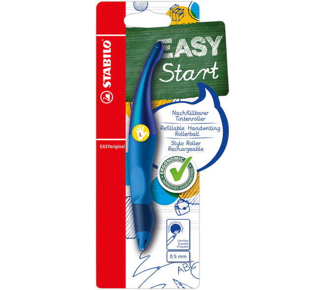 Rollerpen STABILO Easyoriginal linkshandig hologr ed M blauw blister
