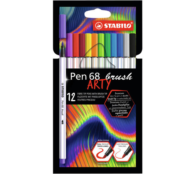 Brushstift STABILO Pen 568/12 Arty assorti etui à 12 stuks